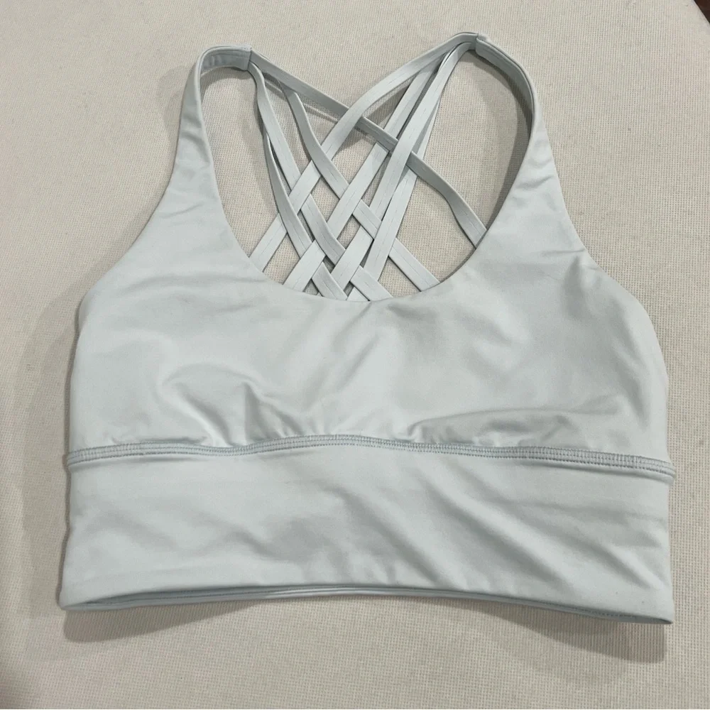Lululemon Free To Be Moved Bra Sheer Blue Size 4 Athleisure Sporty